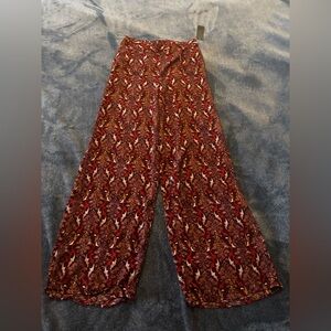 Hype Red and Brown Floral Wide Leg Pants